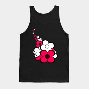 Hot Pink and White Flowers Tank Top